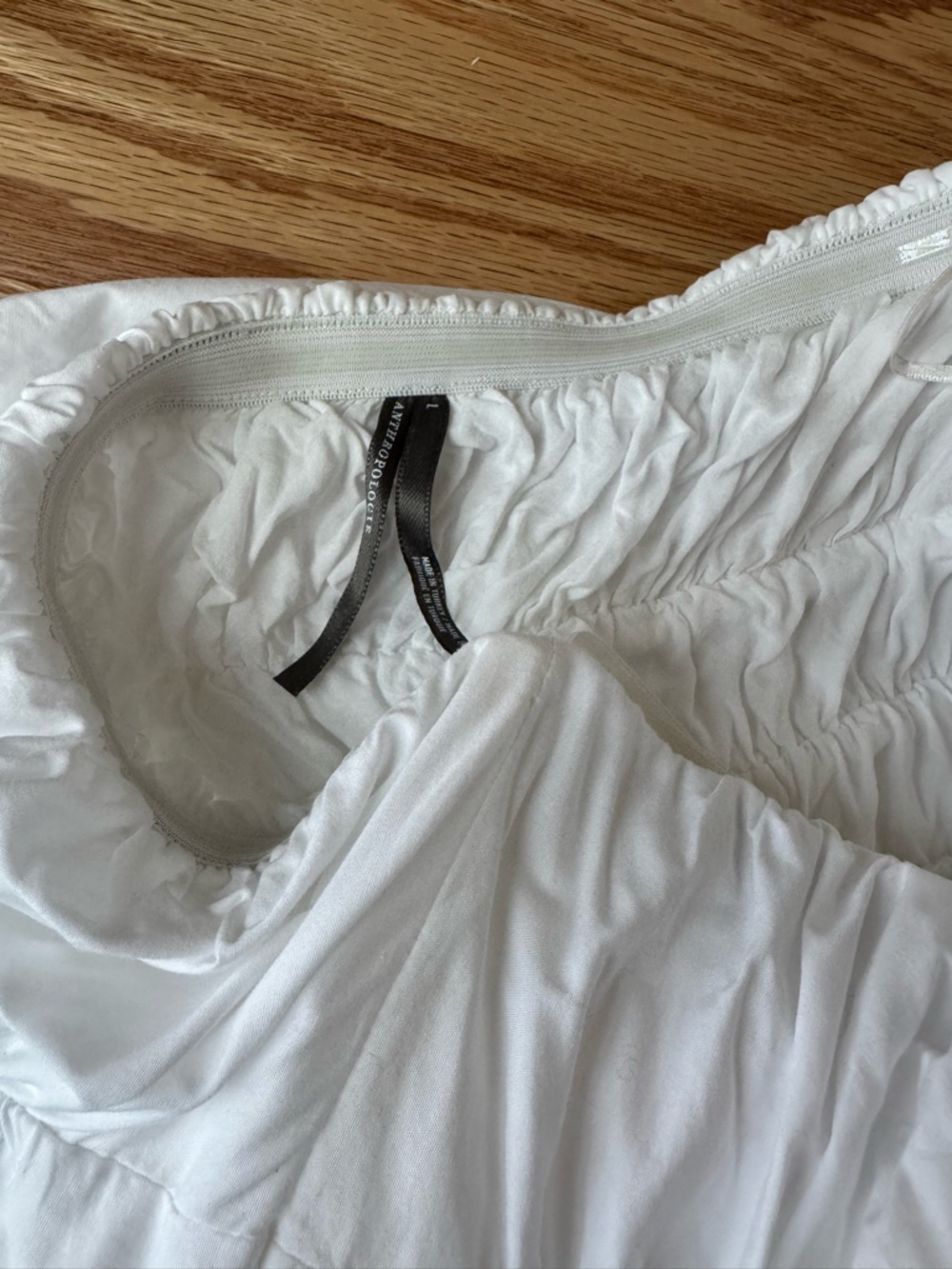 Anthropologie The Somerset Strapless Mini Dress White Size Large Smocked Cotton - Picture 4 of 7